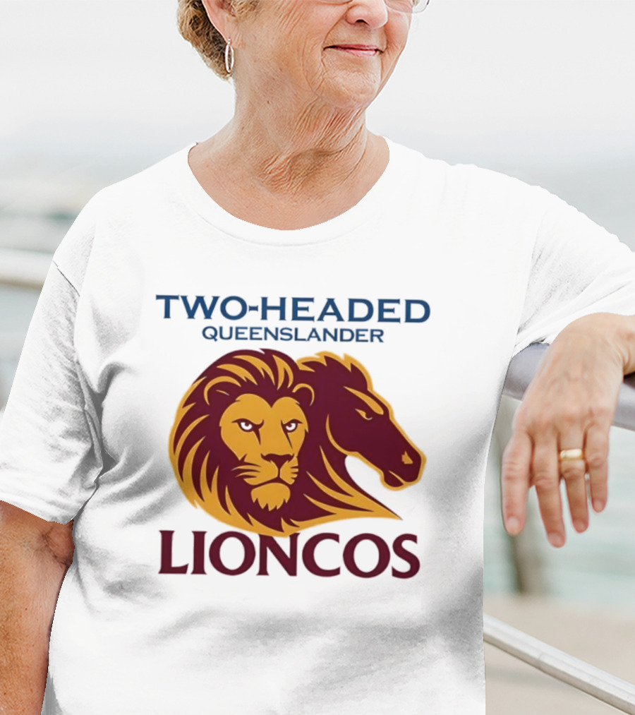Two Headed Queenslander Lioncos Lion And Horse Head T-Shirt