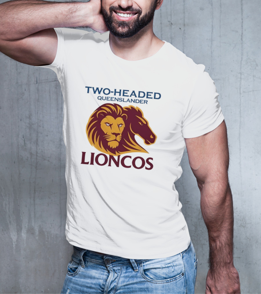 Two Headed Queenslander Lioncos Lion And Horse Head T-Shirt