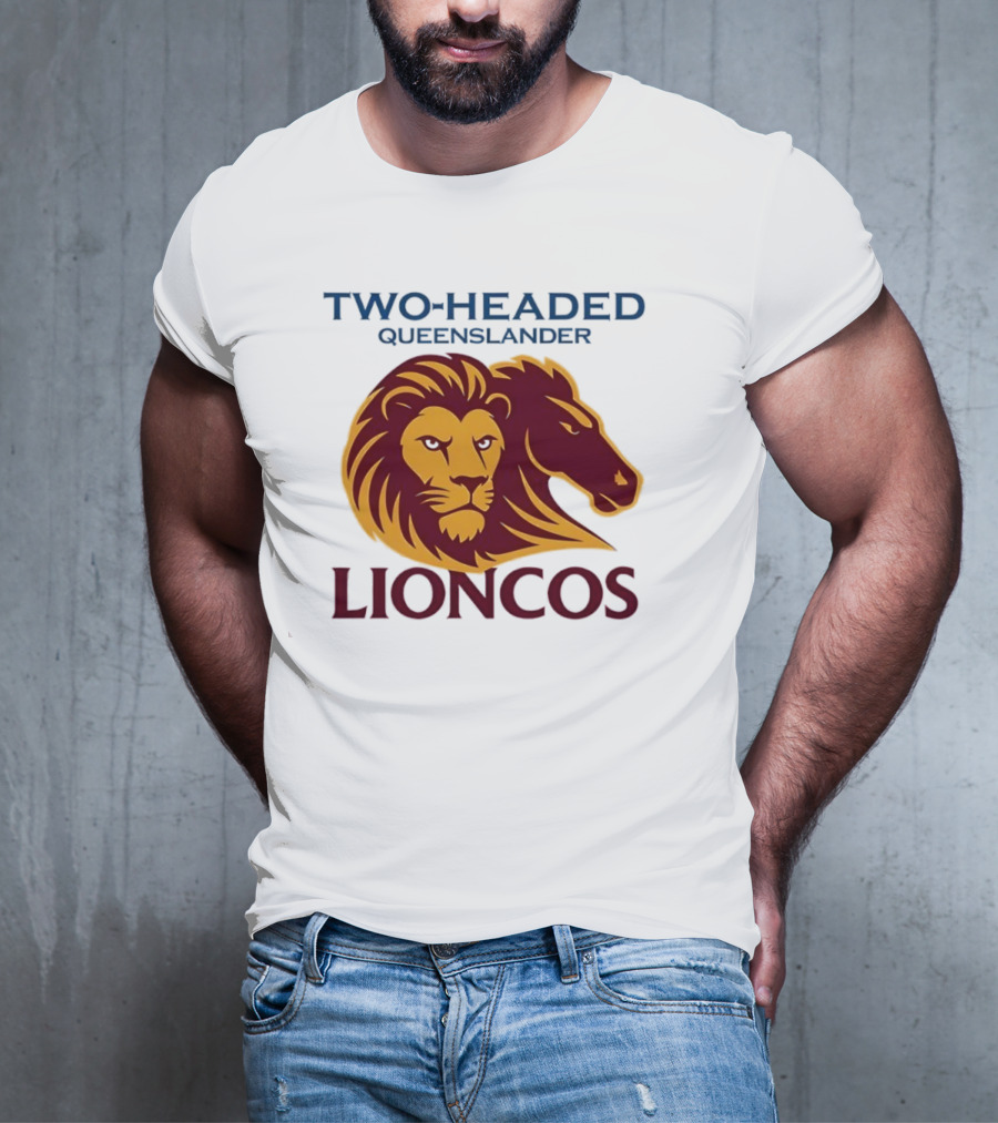 Two Headed Queenslander Lioncos Lion And Horse Head T-Shirt