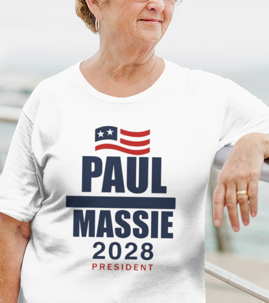 Paul Massie 2028 President Campaign With American Flag Icon T-Shirt
