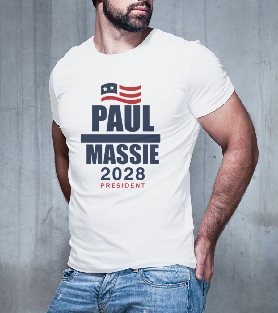 Paul Massie 2028 President Campaign With American Flag Icon T-Shirt