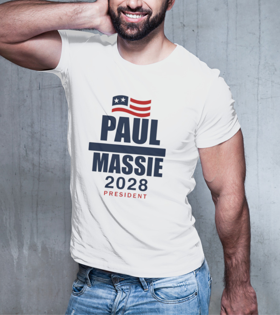 Paul Massie 2028 President Campaign With American Flag Icon T-Shirt
