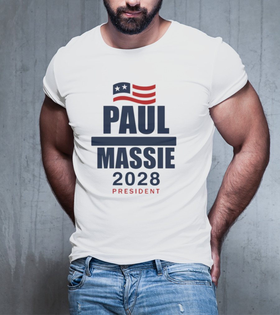 Paul Massie 2028 President Campaign With American Flag Icon T-Shirt