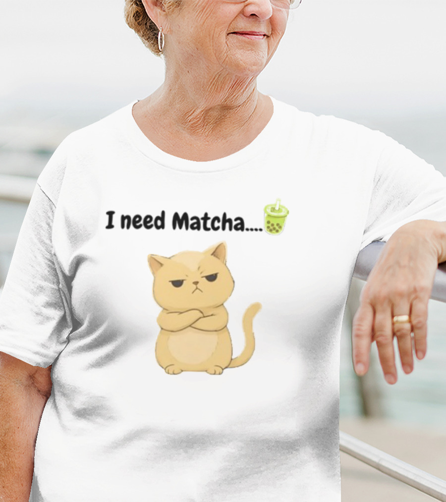 Amran I Need Matcha Grumpy Cat Boba Bubble Tea T-Shirt