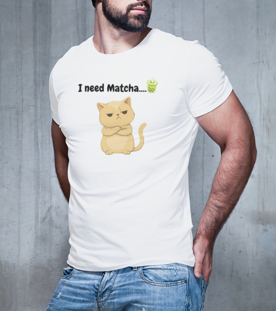Amran I Need Matcha Grumpy Cat Boba Bubble Tea T-Shirt