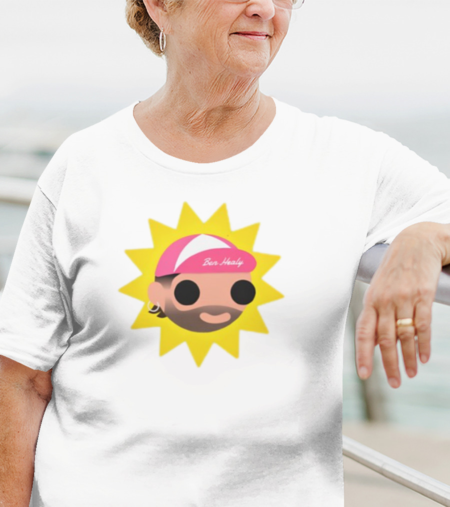 Ben Healy 2025 Pink Cap Yellow Sunburst T-Shirt