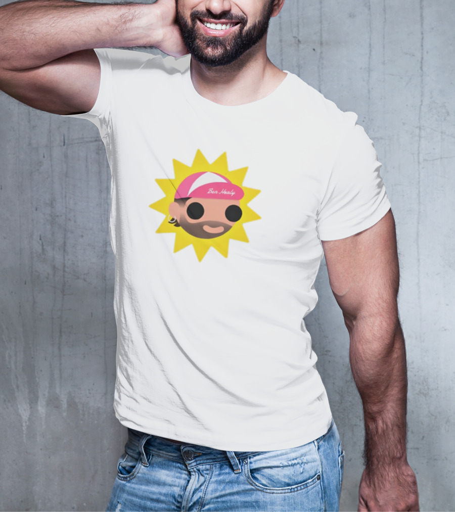 Ben Healy 2025 Pink Cap Yellow Sunburst T-Shirt