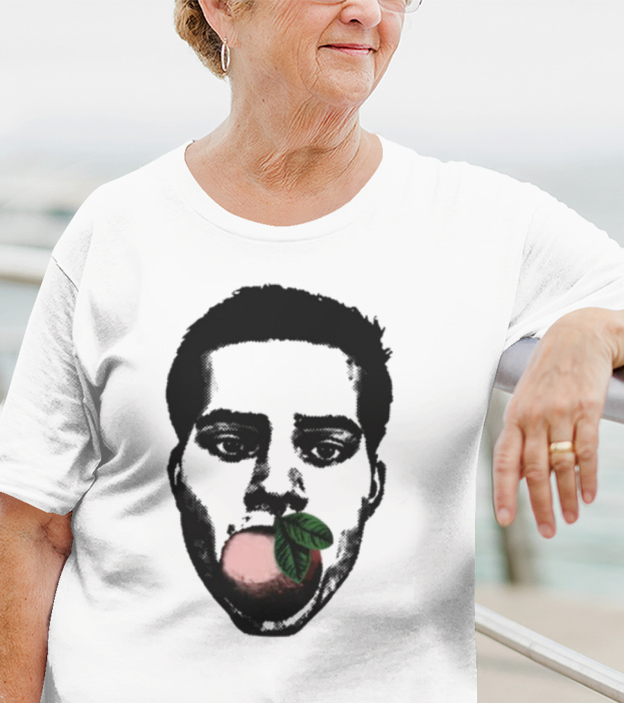 ``` Nick Wilkins Orange Face With Red Apple And Leaves ``` T-Shirt