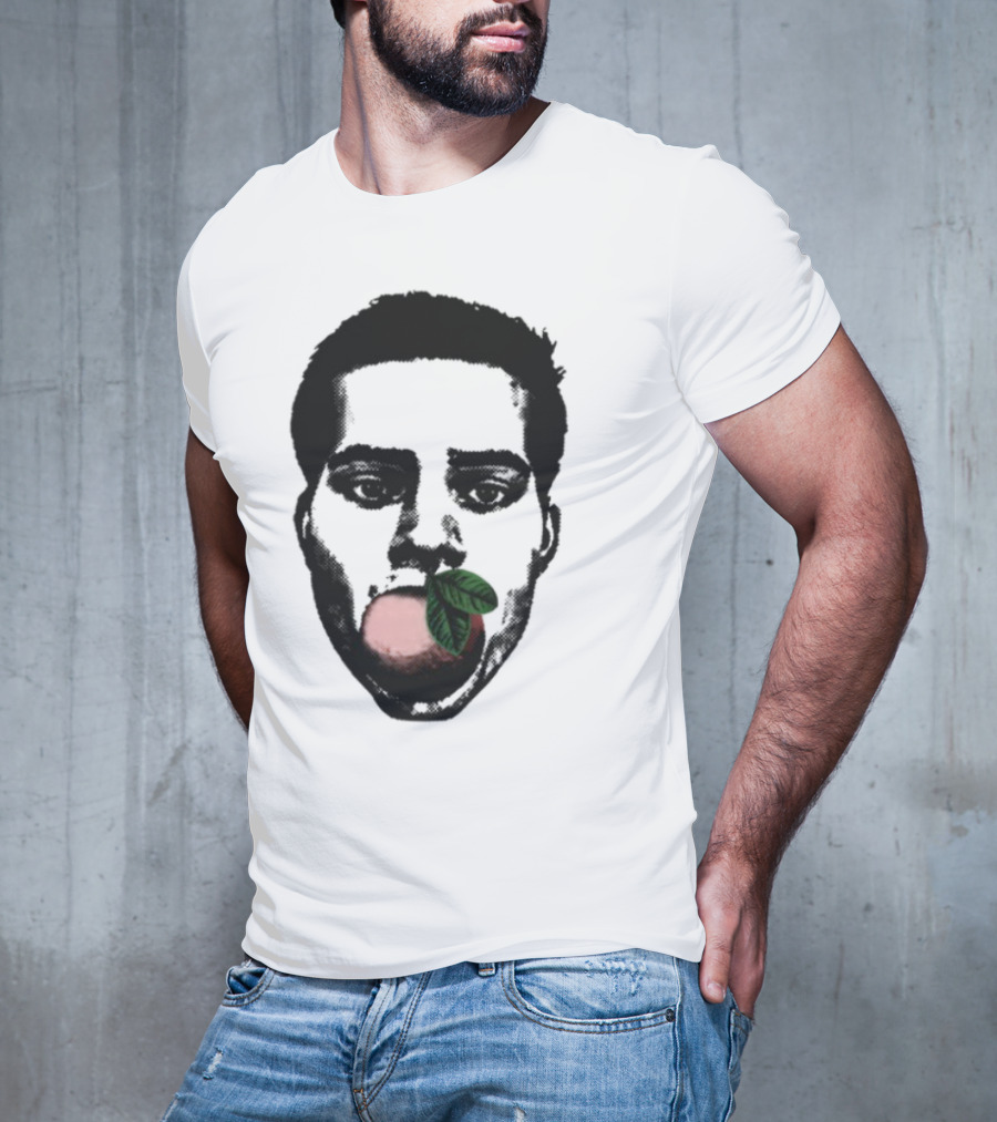 ``` Nick Wilkins Orange Face With Red Apple And Leaves ``` T-Shirt