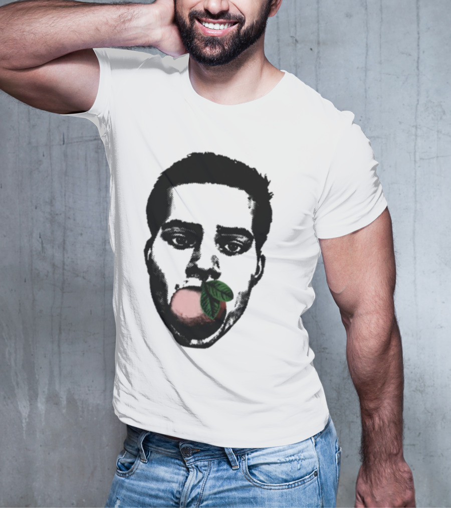 ``` Nick Wilkins Orange Face With Red Apple And Leaves ``` T-Shirt