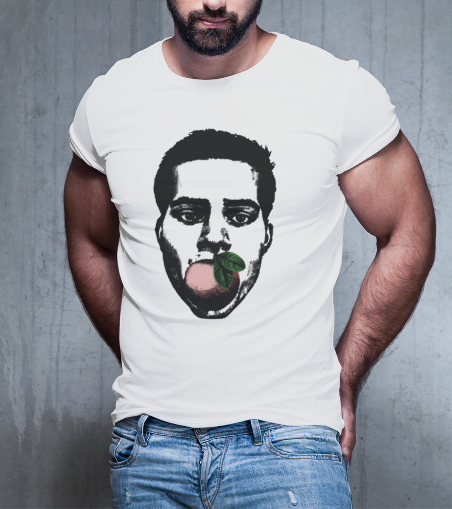 ``` Nick Wilkins Orange Face With Red Apple And Leaves ``` T-Shirt