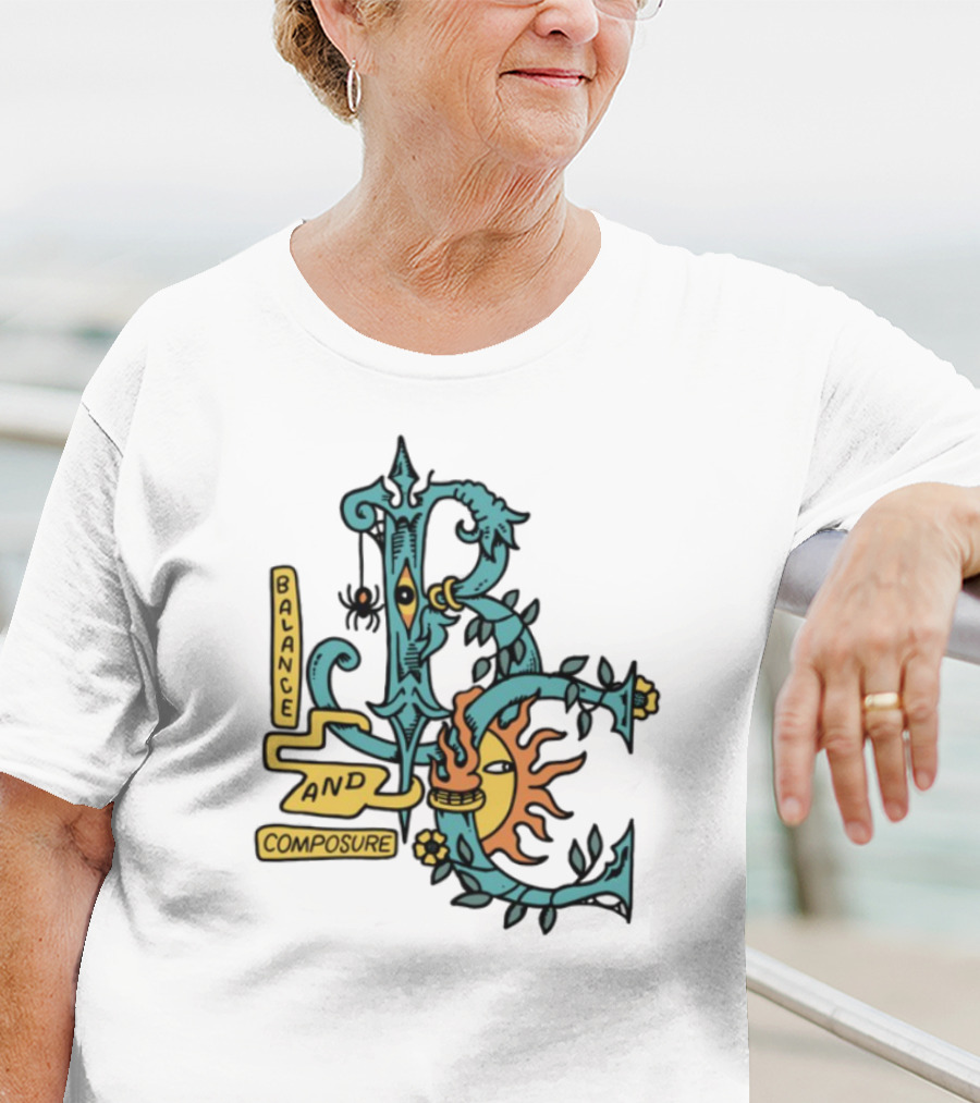 BALANCE AND COMPOSURE ORCHID BLUE SUN AND MOON T-Shirt