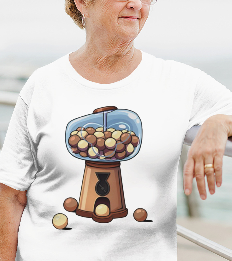 Gum Ball Machine With Brown And Cream Gumballs T-Shirt