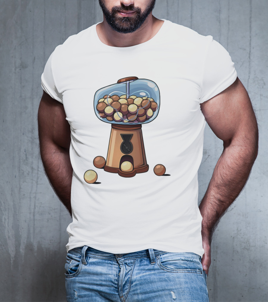Gum Ball Machine With Brown And Cream Gumballs T-Shirt