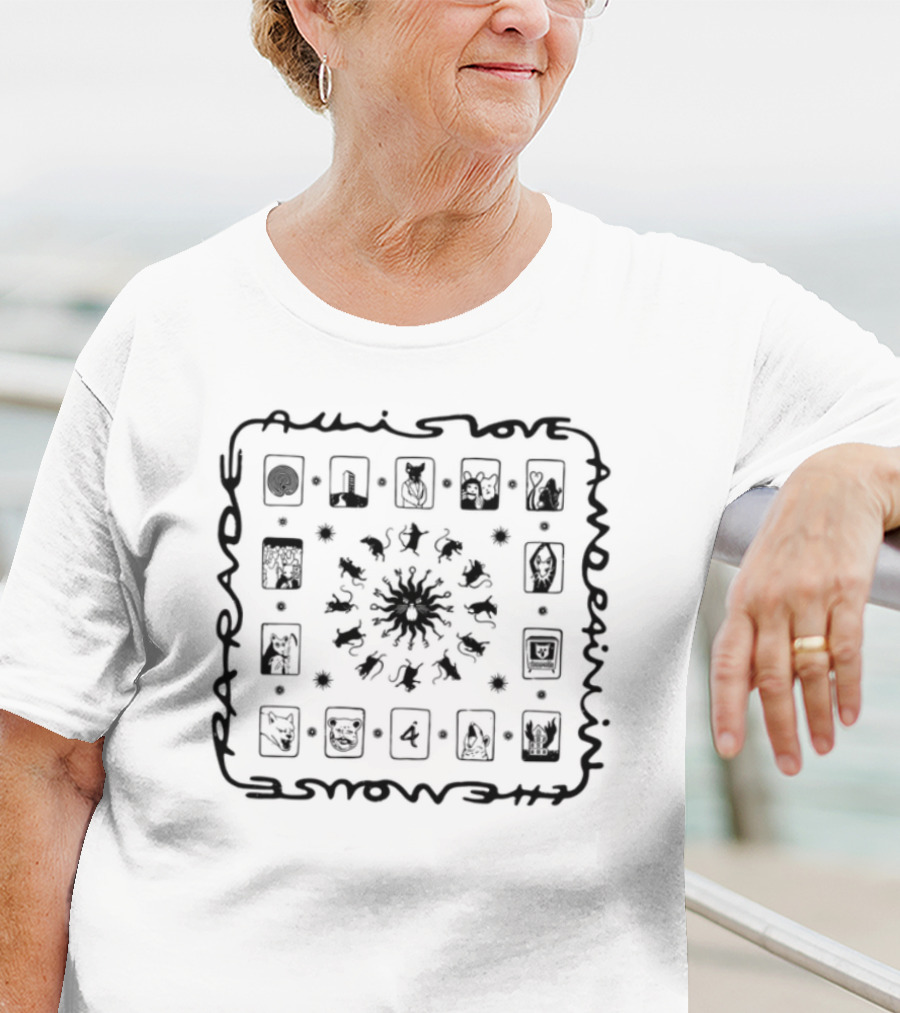Omam All Is Love & Pain Flower Skull Spiritual Journey T-Shirt