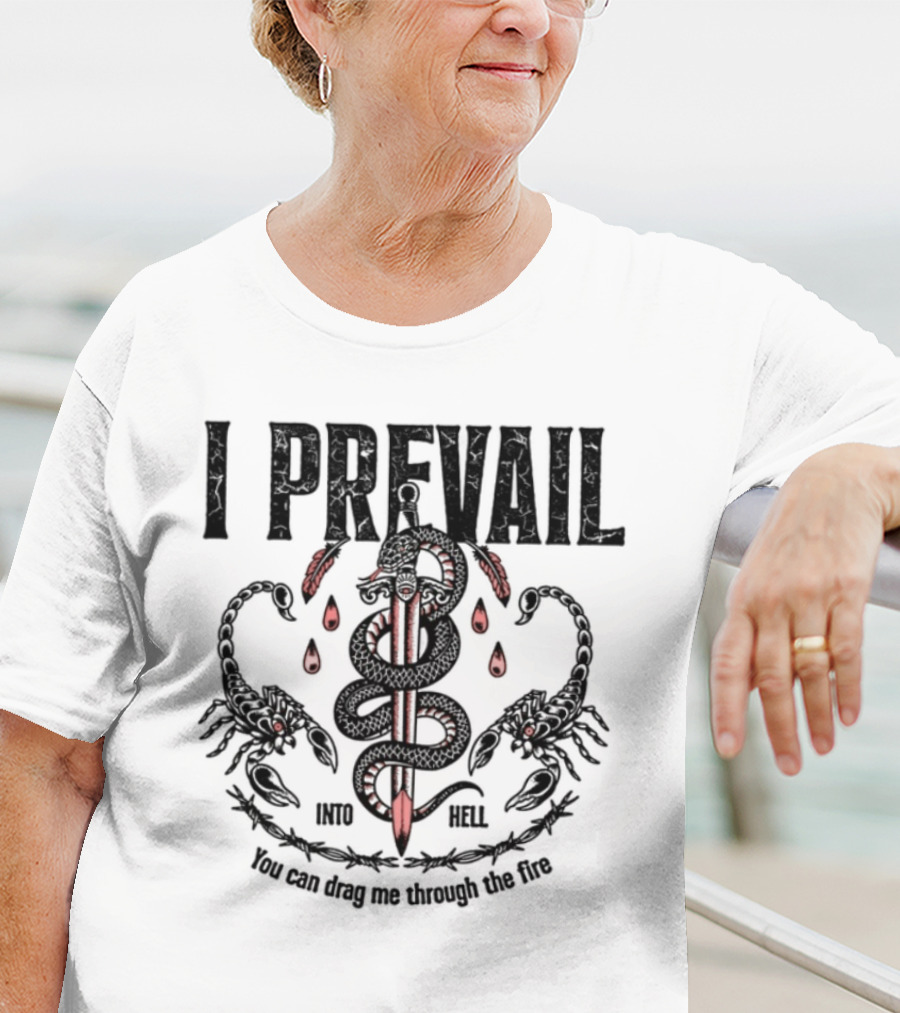 I Prevail Into Hell Through The Fire Serpent Caduceus Design T-Shirt