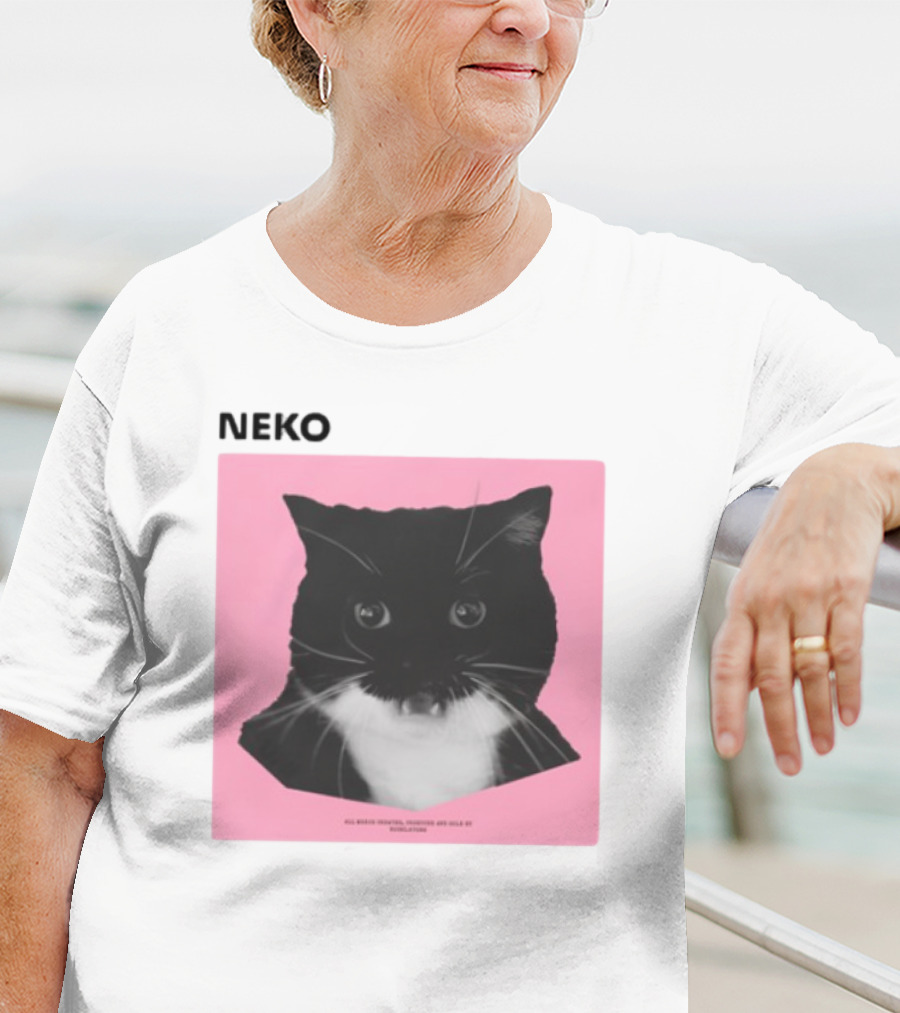 Neko Uni The Strongest Cat Silhouette In Black And Pink T-Shirt