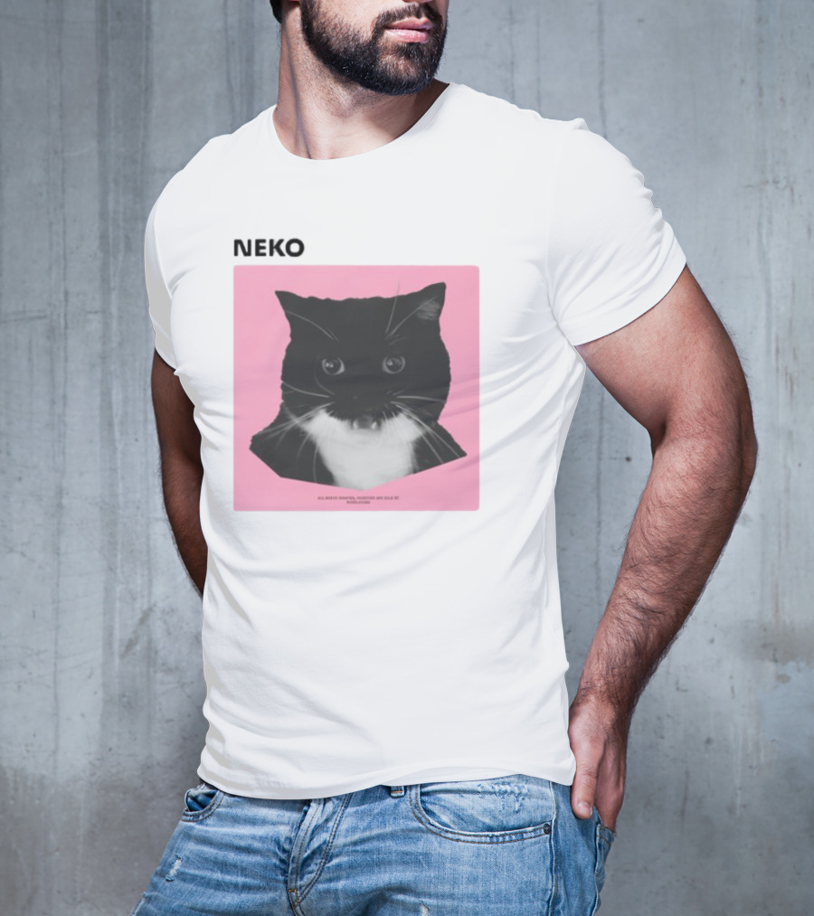 Neko Uni The Strongest Cat Silhouette In Black And Pink T-Shirt
