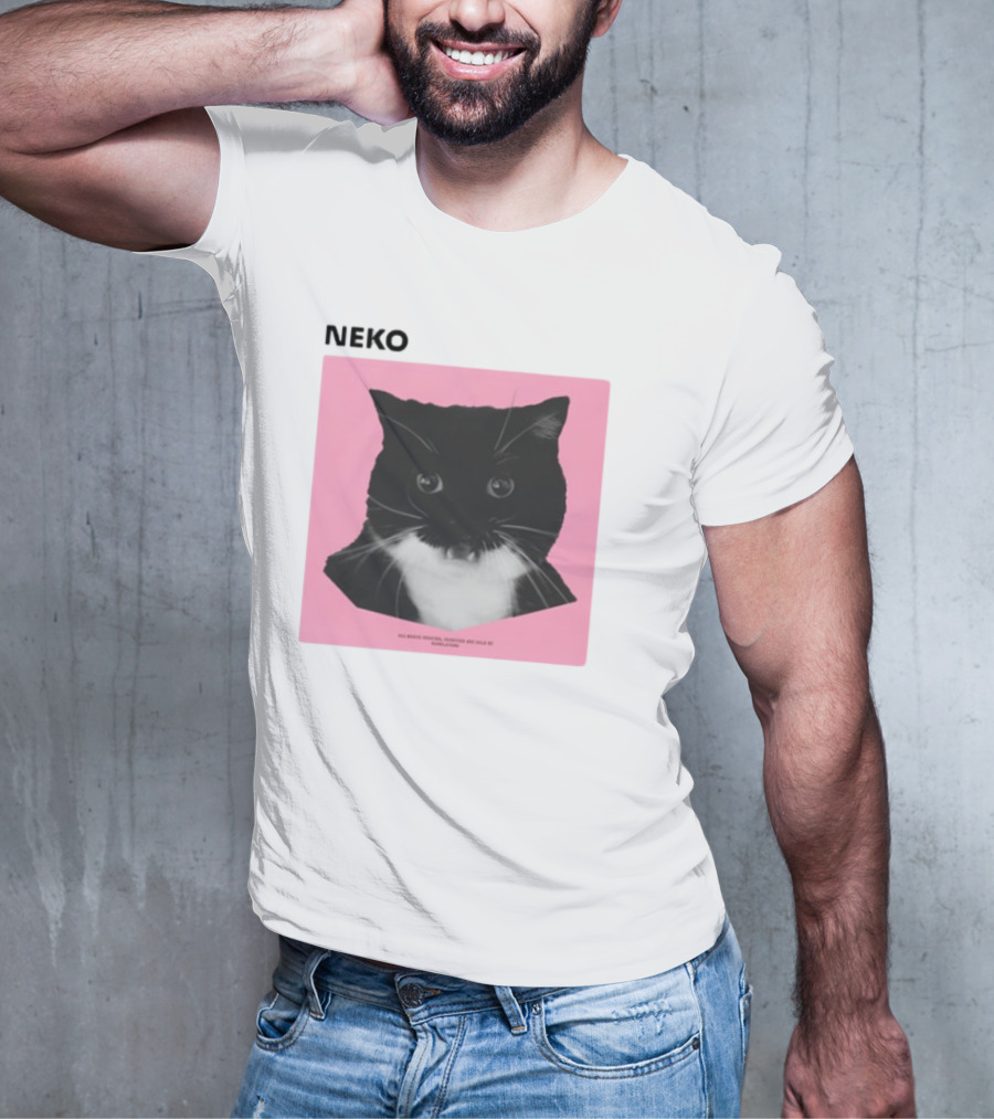 Neko Uni The Strongest Cat Silhouette In Black And Pink T-Shirt