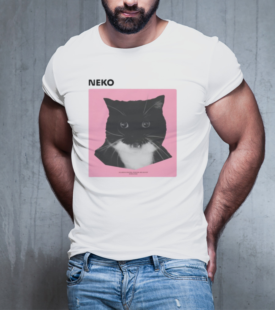 Neko Uni The Strongest Cat Silhouette In Black And Pink T-Shirt