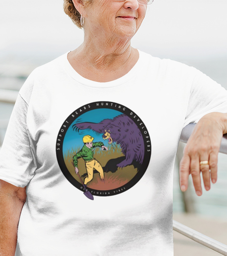 Support Bears Hunting Developers Old Florida Vibes Graphic T-Shirt
