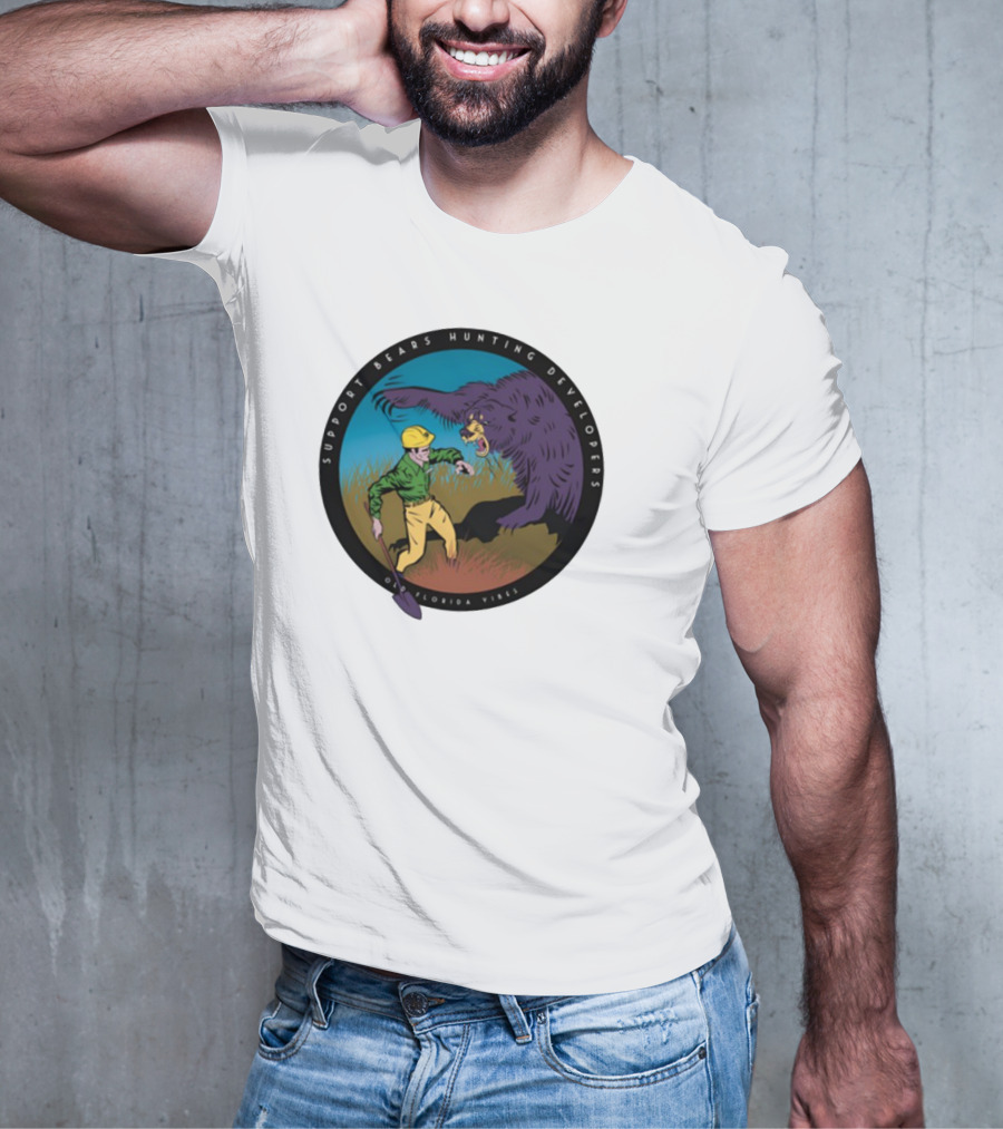 Support Bears Hunting Developers Old Florida Vibes Graphic T-Shirt