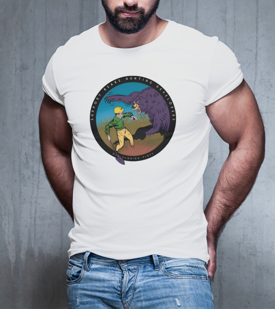 Support Bears Hunting Developers Old Florida Vibes Graphic T-Shirt