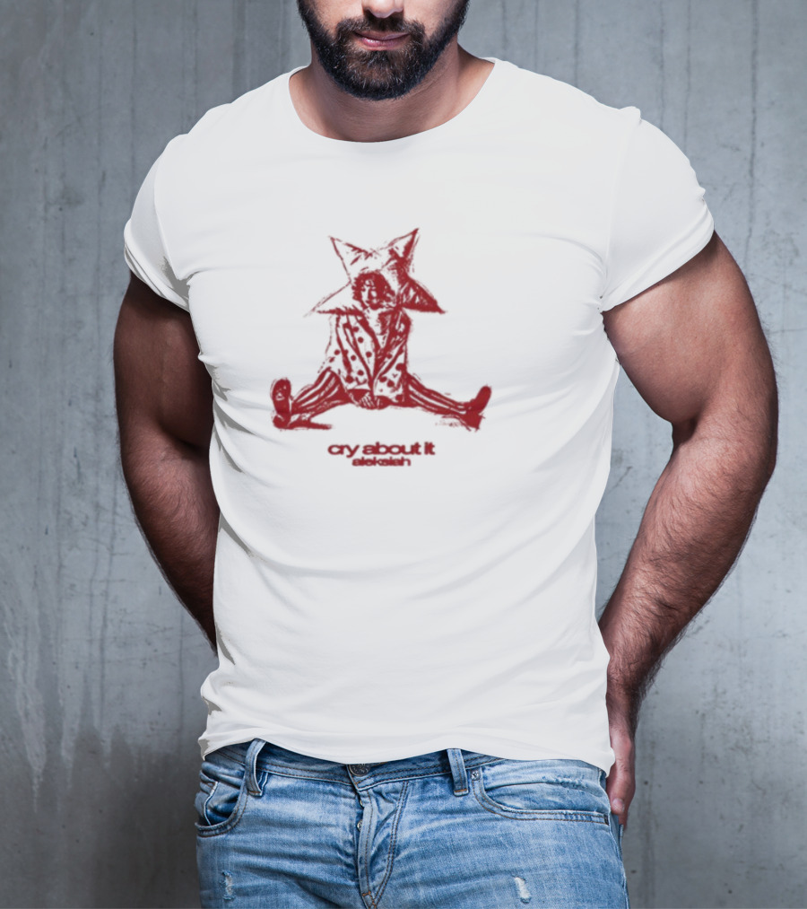 Aleksiah Cry About It Red Sketchy Cat Ears Print T-Shirt