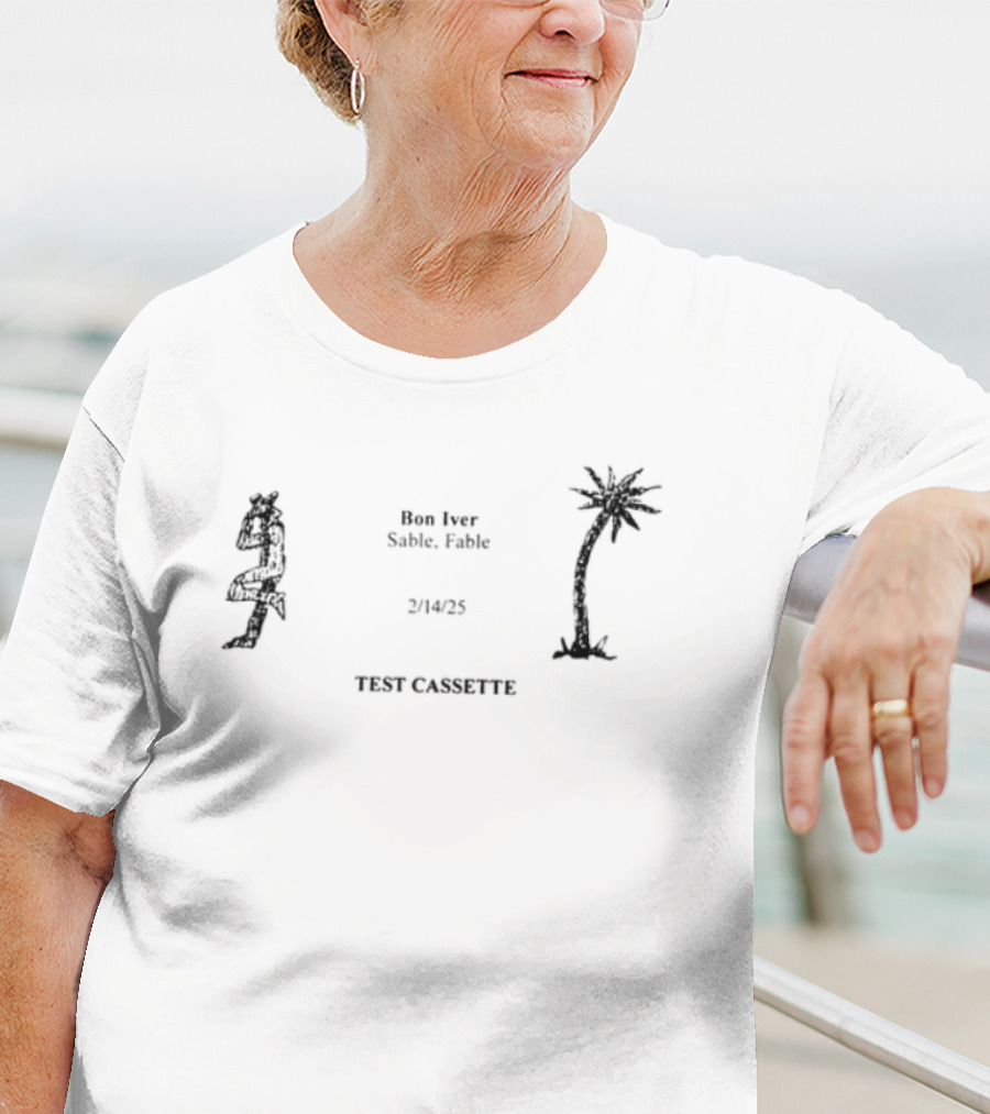 Bon Iver Test Cassette Hippie Palm Tree Peace Signs T-Shirt