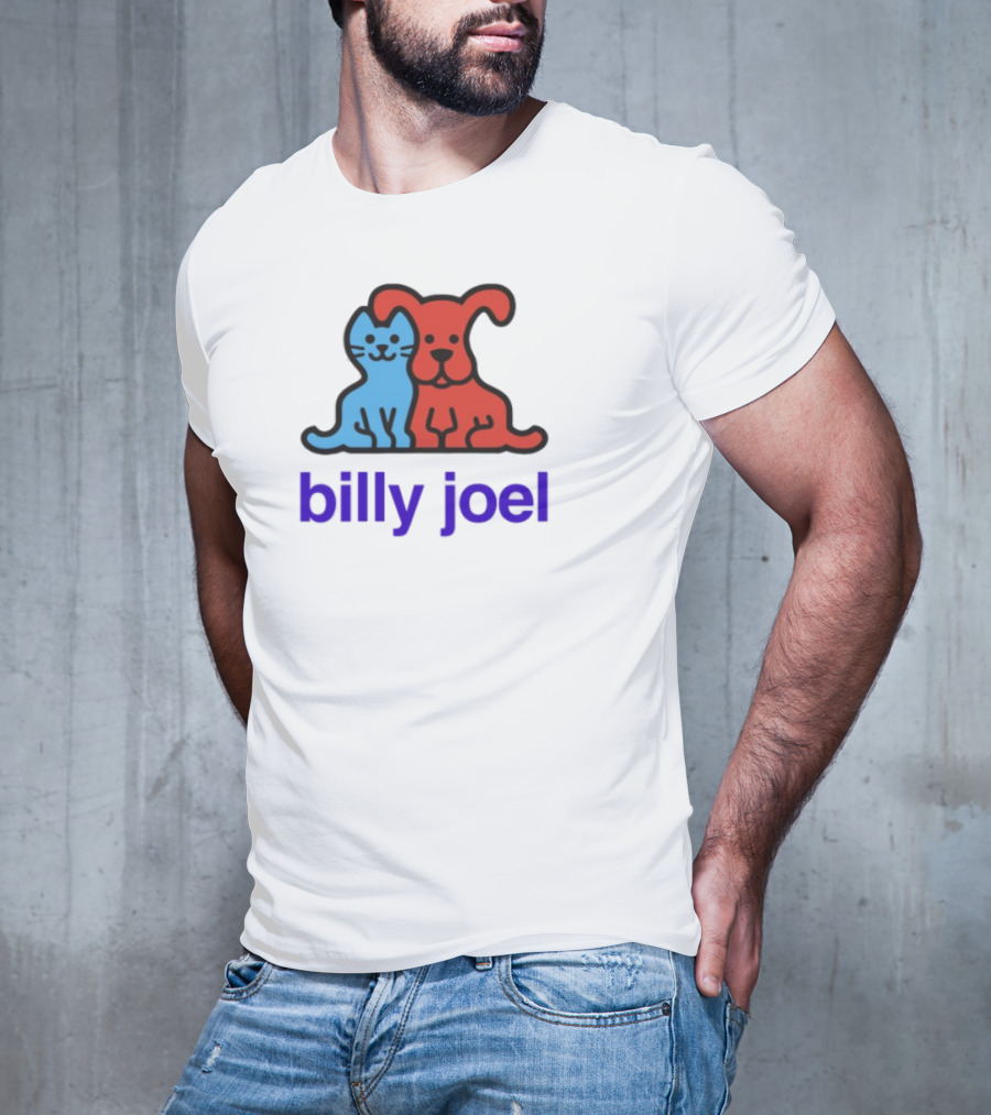 Billy Joel Cat Dog Duo Design T-Shirt