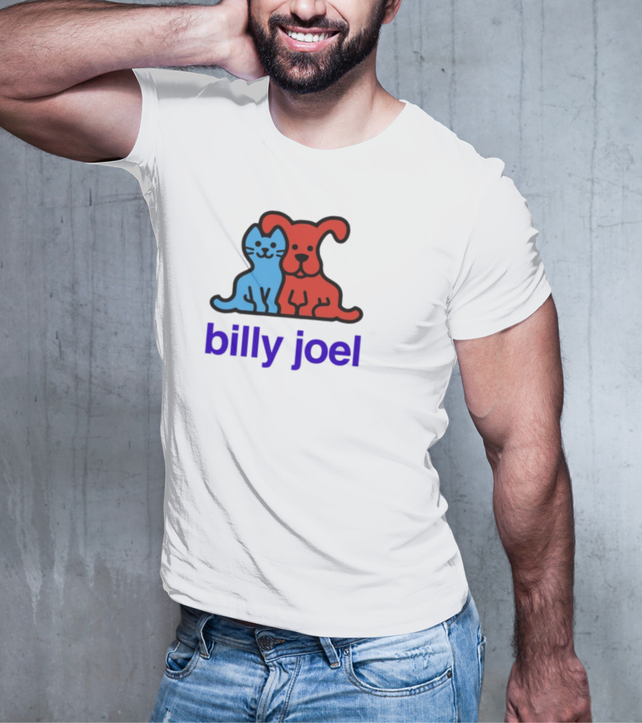 Billy Joel Cat Dog Duo Design T-Shirt