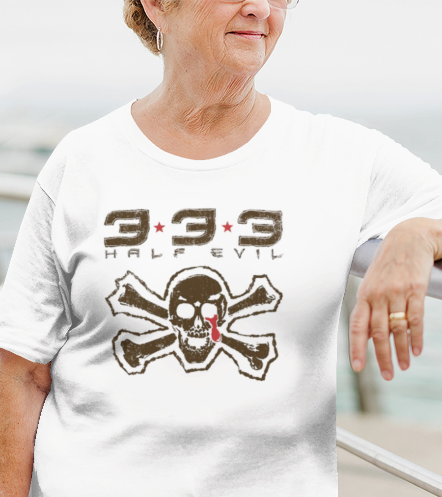 333 Half Evil Skull Crossbones Pirate T-Shirt