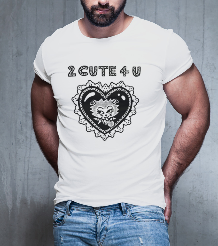 2 Cute 4 U Heart Cat Lovers Aidabloom T-Shirt