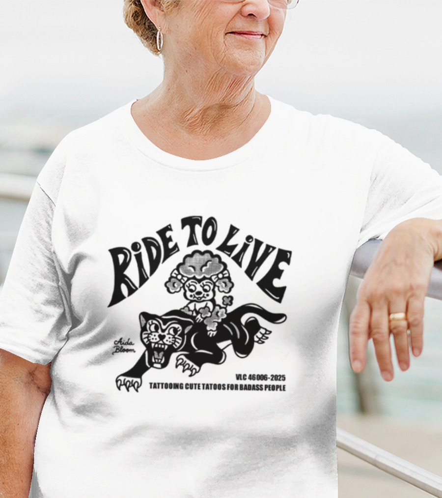 Ride To Live Aidabloom Skeleton Biker Wings T-Shirt