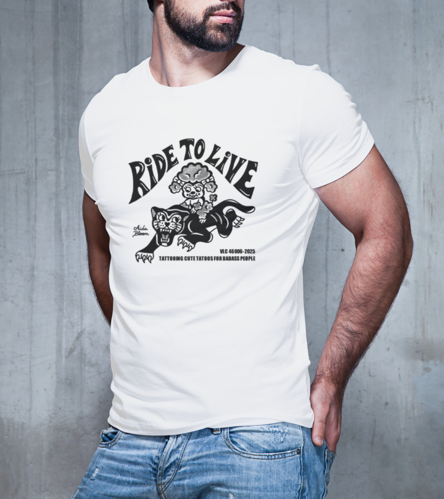 Ride To Live Aidabloom Skeleton Biker Wings T-Shirt