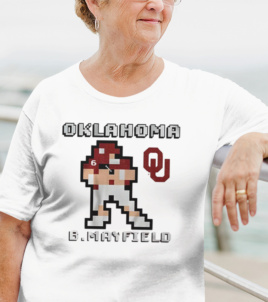 Oklahoma Sooners B. Mayfield Retro Pixel Football T-Shirt