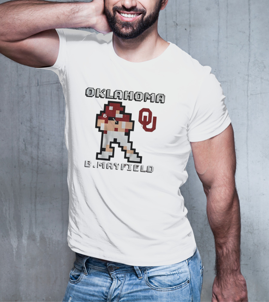 Oklahoma Sooners B. Mayfield Retro Pixel Football T-Shirt