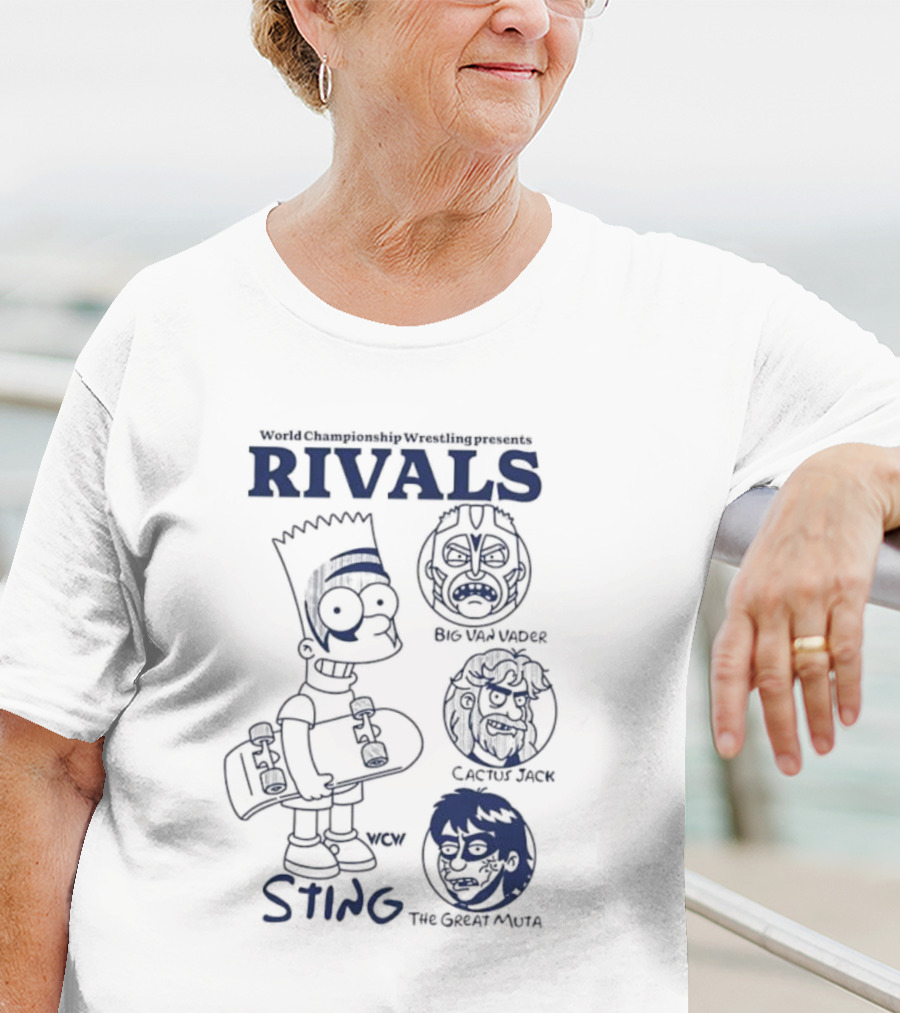 Bart Simpson World Championship Wrestling Presents Rivals WCW Sting The Ultimate Warrior Big Van Vader T-Shirt