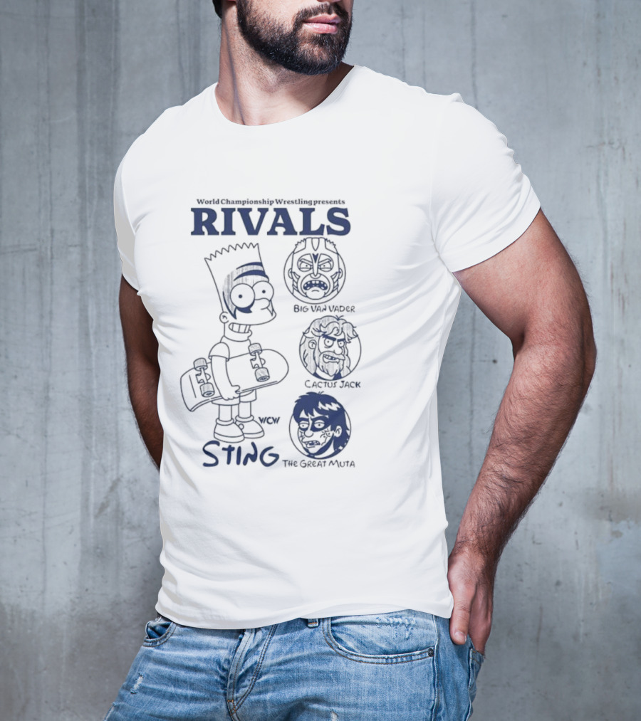 Bart Simpson World Championship Wrestling Presents Rivals WCW Sting The Ultimate Warrior Big Van Vader T-Shirt