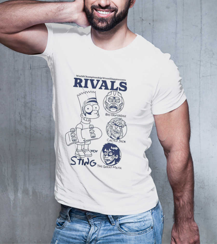 Bart Simpson World Championship Wrestling Presents Rivals WCW Sting The Ultimate Warrior Big Van Vader T-Shirt
