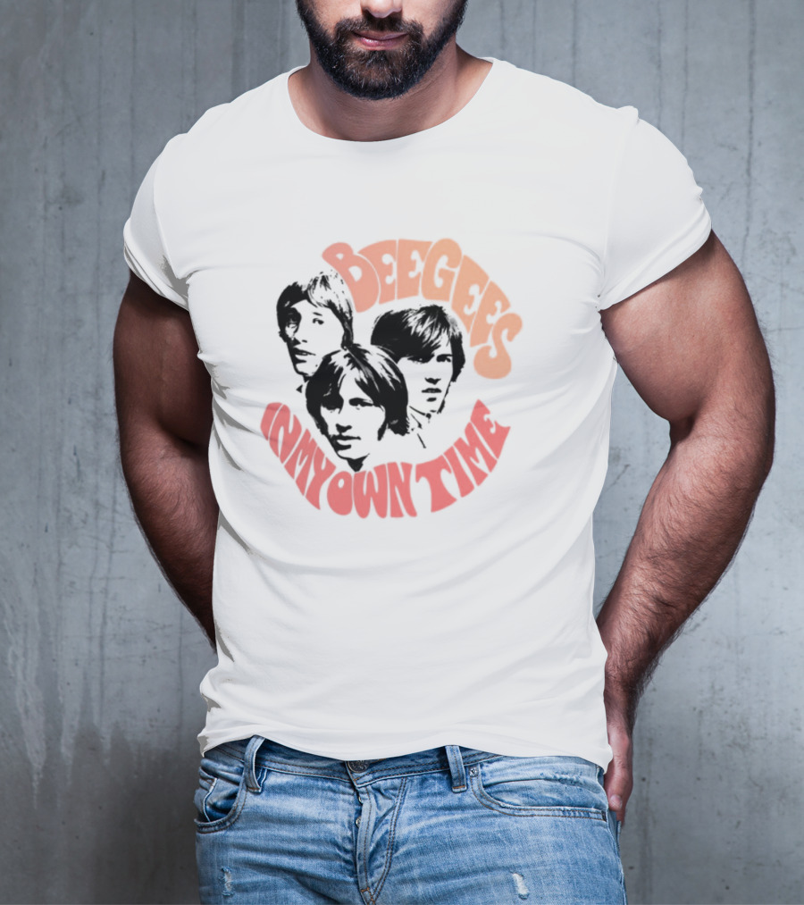 Bee Gees In My Own Time Orange And Red Text T-Shirt