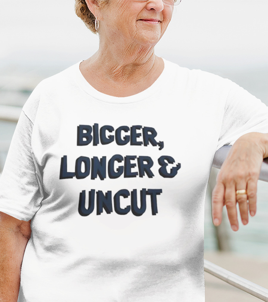 Bigger Longer Uncut Typography Style T-Shirt