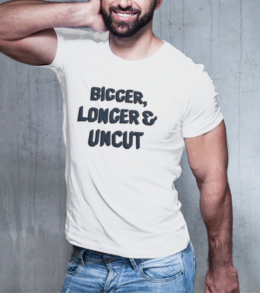 Bigger Longer Uncut Typography Style T-Shirt