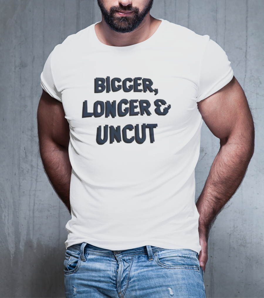 Bigger Longer Uncut Typography Style T-Shirt