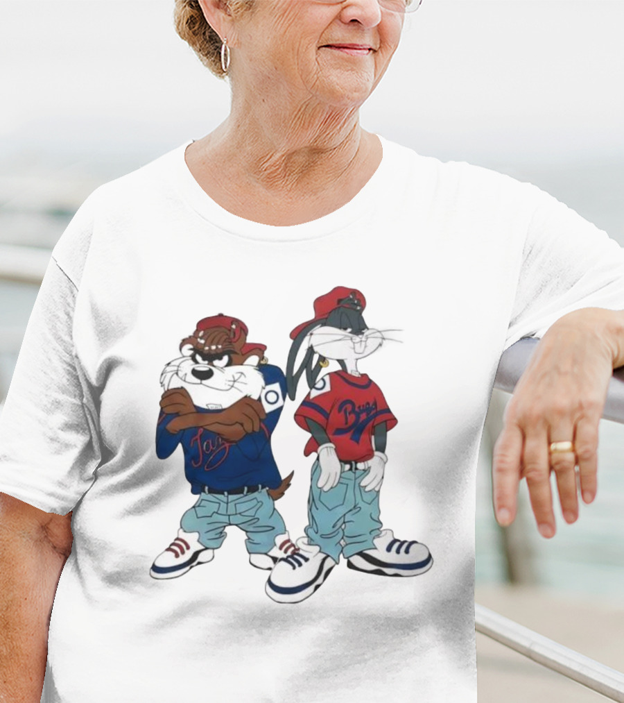 Bugs Bunny Taz Hip Hop Vintage Style Baggy Jeans Sneakers T-Shirt