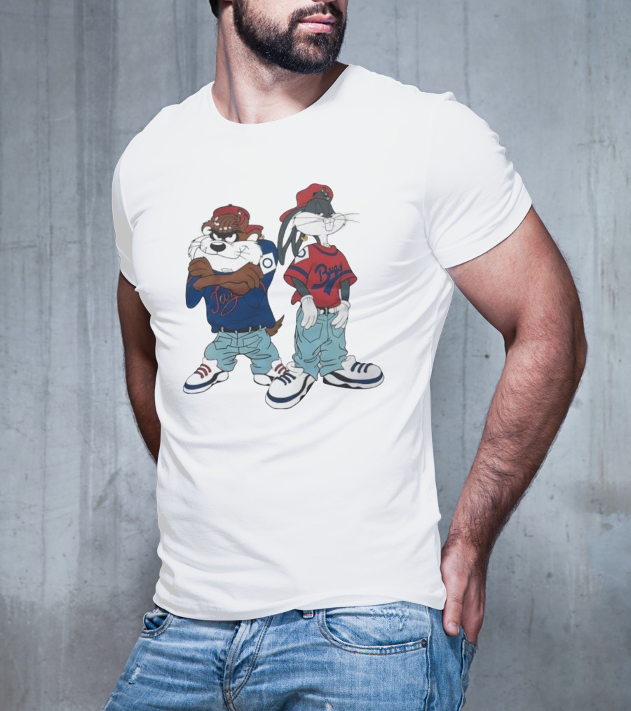 Bugs Bunny Taz Hip Hop Vintage Style Baggy Jeans Sneakers T-Shirt