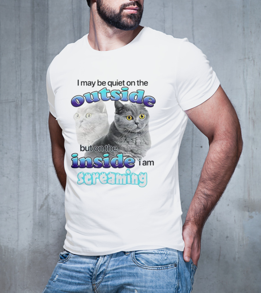 Cat I May Be Quiet On The Outside But On The Inside I Am Screaming T-Shirt