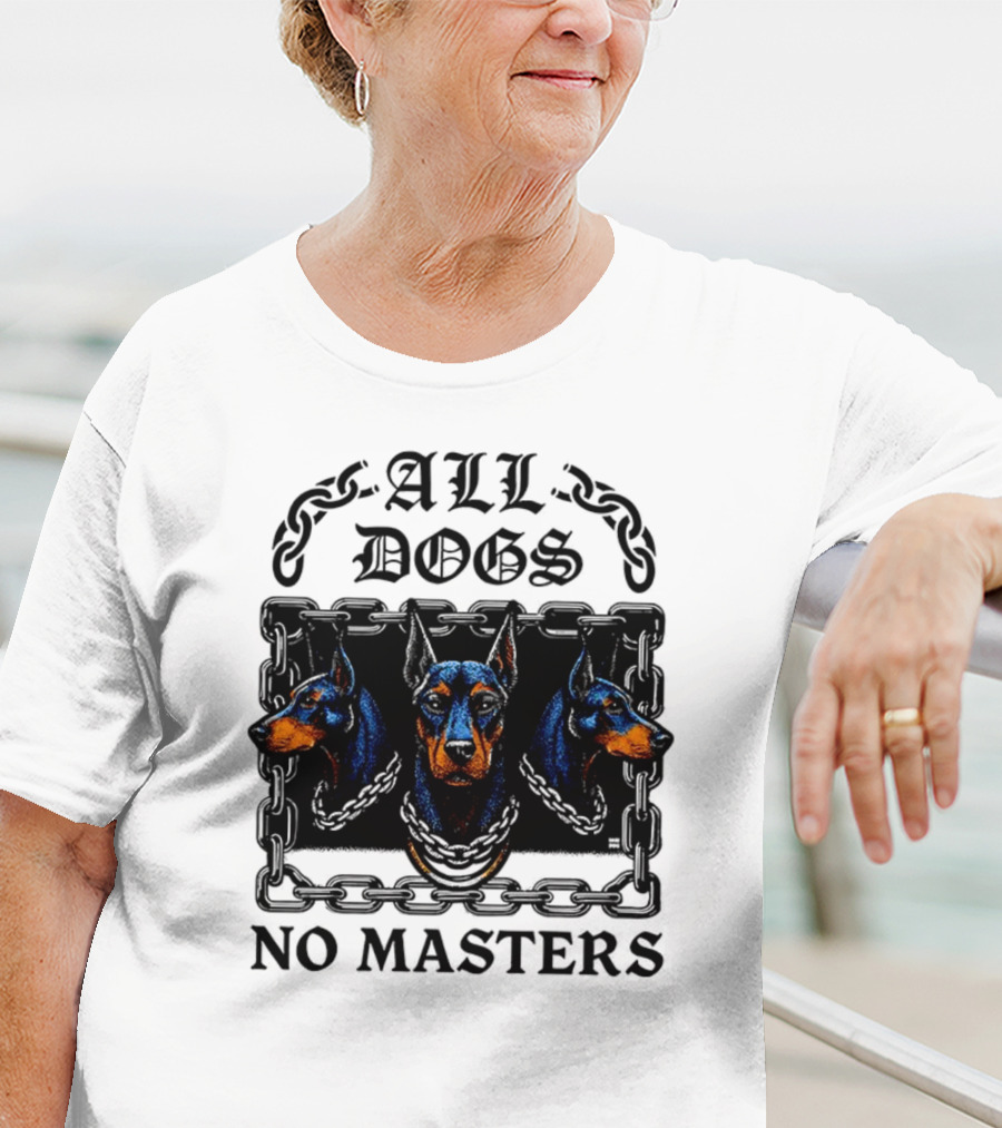 Doberman All Dogs 2025 No Master Tri Color Illustration T-Shirt