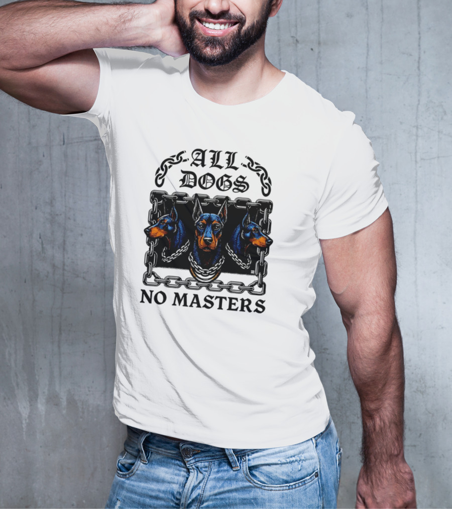 Doberman All Dogs 2025 No Master Tri Color Illustration T-Shirt