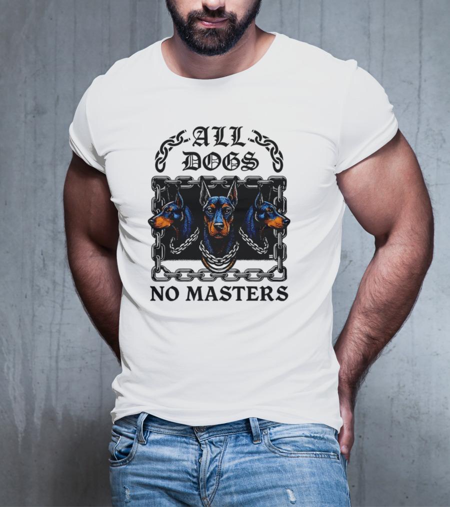Doberman All Dogs 2025 No Master Tri Color Illustration T-Shirt